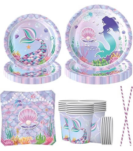 Assiettes En Carton Sirène - Lot De 8 - 18 Cm - Écologiques Et Sans Plastique - Pour Anniversaire Enfant Thème Marin