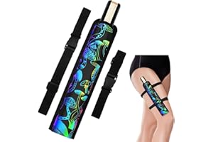 Cosblank Summer Rave Fan Holster Rave Fan Holder Folding Hand Pouch Foldable Sleeves with Waist Belt for Thigh Party (Mushroom Style)