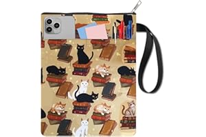 CRASPIRE Copertine per Libri con Gatti Modello di Libro Protezione per Libri Tascabili Copertina in Tessuto Lavabile con Cerniera e Tasca Extra per Amanti dei Libri Regali per Compagni di Classe