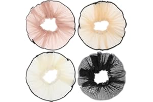 APLZGMG 4 duże gumki do włosów, satynowe Scrunchies duże, elastyczne gumki do włosów dla kobiet i dziewcząt, oversized Scrunchies do grubych, długich włosów (czarne, kremowe, brązowe i jasnoróżowe)