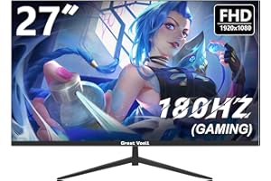 ‎GREAT VOELL Great voell 27-Inch Gaming Monitor, 180Hz, FHD (1920x1080P), HDR, 99% sRGB, FreeSync, Anti-Blue Light, VESA Mountable, HDMI 2.0 & DP 1.4, Tilt Adjustable, 16:9 PC Screen