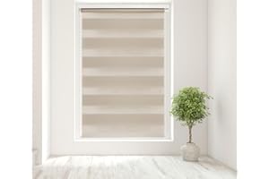 Caecus Taupe Day and Night Zebra Roller Blind Dual Layer Fabric Aluminium Rail Easy Fit Home Office Bedroom Kids Room Easy Fit 130cm Width x 160cm Drop