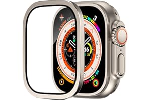 SONGSIER Protectores de Pantalla para Apple Watch Ultra de 49mm, Vidrio Templado 9h Marco de AleacióN de Titanio, Mantiene el Original, Sensible al Tacto，PelíCula Protectora Ligera Apple Ultra 2