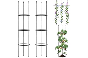 2 Pack Garden Trellis and Tomato Cages, deaunbr Plant Supports for Climbing Plants Indoor Outdoor, DIY Tomatoes Cage Potted Support Stakes Vegetable, Rose, Bean, Pots, Black