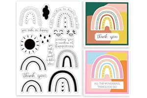 ORIGACH Rainbow Clear Stamp for Card Making Clouds Sun Raindrop Transparent Silicone Stamps for DIY Scrapbooking Journaling Photo Album Crafts Suppplies