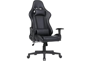 One Living Raptor – Silla Gaming con Reposacabezas y Soporte Lumbar, Diseño Envolvente, Reclinable y Ajustable, Tapizado en Piel Sintética, Ruedas 360° para Oficina o Juegos (Negro)
