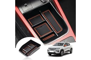 GAFAT Dacia Spring Electric 2022 2023 2024 Boîte de Rangement pour Console Centrale, Dacia Spring 2023 Organisateur Plateau Boîte à Gants Bas de la Console Centrale, Accessoires Dacia Spring (Orange)