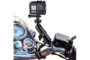 LUPHOLUE Soporte de barra de manillar de motor Rotación de 360 ​​° Aleación de aluminio Soporte de espejo retrovisor de motocicleta Soporte para GoPro Hero9 8 7 6 5 4, Xiaoyi, SJCAM,DJI Osmo Aciton Camera