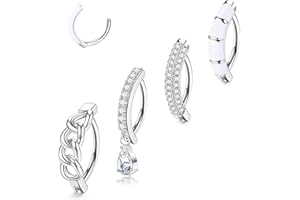 JeryWe 4 Pezzi 14G Clicker Ombelico Anelli per Le Donne 316L Acciaio Chirurgico Pancia Anelli Curvo inverso Ombelico Anelli Piercing Gioielli Barbell