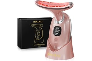 DOCOCO Appareil Visage Anti Ride Lifting EMS Bipolaire: Sans Fil Masseur Visage 45°C Chaleur, Appareil de Beauté 3 Modes LED - Raffermissement Visage & Cou Anti-âge