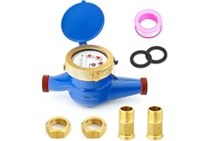 MEANLIN MEASURE 3/4" BSP Couplings Water Meter Cold Water Meter for Garden or Home, 20MM Measuring in Cubic Meter