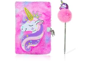 Steemjoey Diario Segreto Bambina con Lucchetto, Set di Taccuino in Peluche Set Include A5 Unicorno Diario Segreto, Penna Peluche Taccuino Unicorno per Bambina, Regalo per Bambina 3456789 10 11 12 Anni
