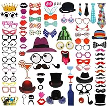 Zamety 33 Pcs Photo Booth Compleanno, Foto Booth Matrimonio, Oro Rosa Photo Booth Props, DIY Accessori Foto Divertenti, Photobooth Props per Adulti Bambini Compleanno Festa