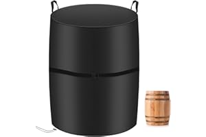 KRRRSJDJ Funda Barrica Madera Natural Impermeable,Cubierta Barril de Vino Anti Viento,Barril de Madera Cubiertas Protectoras con Cordón y Asas,Tela Oxford 420D Resistente (80 * 80 * 110cm,Negro)