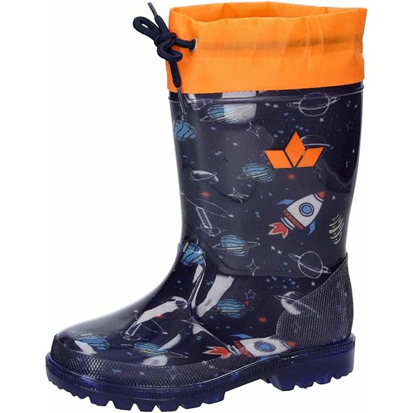 Bottes En Caoutchouc Pour Enfants, Orange, Combinées Avec Du Rose. Elles Ont Une Semelle Semi