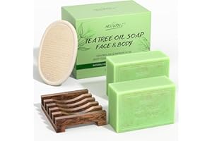 POP MODERN.C Savon à L'Huile D'Arbre à Thé, Savon de Bain Bio Pour les Mycoses CutanéEs, L'Acné et les Peaux Grasses, ÉLimine la Transpiration, les Odeurs et les DéMangeaisons, Cadeau de FêTe des MèRes, 2x150g