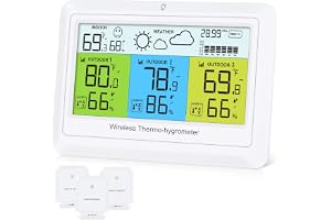 Ankilo väderstation med 3 utomhusgivare, färg-LCD-skärm, trådlös väderstation med väderprognos, lufttryck, termometer inomhus