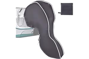 VEITHI Outboard Motor Cover Waterproof, 600D Heavy Duty Oxford Fabric Boat Covers with Reflective Strips, Sunproof Full Engine Fit for 60-90 HP, Charcoal, MDZ-FGT-006