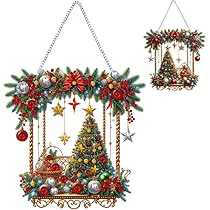Kit Pittura Diamante Natale Babbo Natale - Con Catena, Decorazione Appendere, Fai Da Te - Foto 8