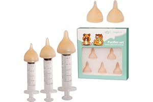 Doggiema Mamelon d'élevage en Silicone pour Chat avec seringue pour Nouveau-nés, Chatons, Chiots, écureuils