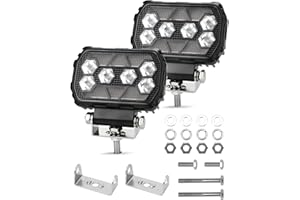 SUPAREE Faros LED 4x4 Luz de Trabajo para Tractor Foco de Trabajo 12V Tractor Luces 6000K Blancas y 3000K Amarillas 8-90V IP67 Impermeable per Off-Road Camión SUV UTV ATV 2pcs