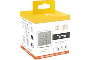 Konyks Termo, Thermomètre Hygromètre connecté Wi-Fi, Lecture à distance, déclenche d'autres appareils Konyks en fonction des mesures, Compatible Alexa et Google Home
