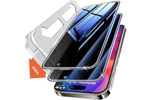 Tentoki Protector pantalla Privacidad para iPhone 15 Pro Max de 6,7 pulgadas, Compatible con ID de cara, [Eliminación automática de polvo][Protección de privacidad de 25 grados] 2unidades