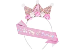 FloralGrace 5 Year Birthday Crown, Crown Birthday 5 Years Girl, Birthday Belt Girl 5 Years, Crown Girl 5 Years, Birthday Belt 5 Year Birthday, multicoloured, L