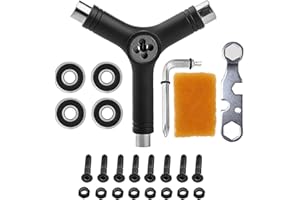 GENERIC 15 Pezzi Strumento per Skateboard all-in-One Skate Tools Multifunzione Chiave Attrezzi per Skateboard Chiave Esagonale Y con Chiave a Brugola Gomma per la Pulizia