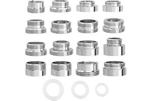 ORTVIAI 16 pcs Faucet Adapter Kit, Tap Adapter for Kitchen Sink (16-28mm), Hose Tap Connectors Kitchen Sink, Faucet Aerator for Connecting Garden Hose Sink Sprayers Water Filters