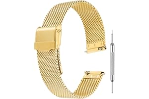 sourcing map Mesh Watch Bands for Men Women, Stainless Steel Quick Release Mesh Watch Strap 10mm 12mm 14mm 16mm 18mm 20mm 22mm 24mm Milanese Bracelet Adjustable Replacement Wristband with Tools