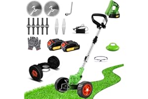 LEADGOODS Cordless Garden Strimmer, 21V Cordless Strimmer, 3 in 1 Electric Garden Strimmer Grass Cutter with 2 x 2.0Ah Batteries, Telescopic Lightweight Grass Trimmer for Clearing Weeds Flower Lawn