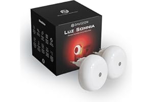 RAVEZON Luz Roja Nocturna Melatonina 2 Piezas LED - Bombilla Roja para Dormir con Sensor Crepuscular - Luz Nocturna Infantil - Red Light Therapy para Leer Libros en la Cama