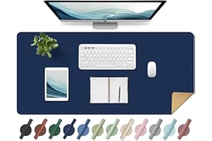 BLESWIN Tappetino da Scrivania in Pelle, Tappetino Antiscivolo per Mouse di Grandi Dimensioni, Tappetino Protettivo da Scrivania Impermeabile, Tappetino da Scrivania Decorativo (Blu Scuro, 80x40CM)