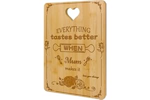 Zindoo Christmas Gifts for Mum, Mum Birthday Gifts - Heart Handle Engraved Bamboo Chopping Board, Mum Gifts from Daughter Son, Kitchen Presents for Mum, Mummy Gifts for Birthday Mothers Day Christmas