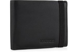 Lois - Cartera de Piel para Hombre - Cartera Hombre Piel con Monedero Interior y Tarjetero, diseño Slim, Cuero auténtico, Regalo Elegante. Proteccion RFID, Negro