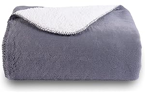 SOCHOW Luksusowy koc polarowy Sherpa, 600 g/m², ultramiękki i ciepły, Flash w świetle, pluszowy koc na łóżko, sofę, kanapę, jesień, zima i wiosna, 150 x 200 cm, szary