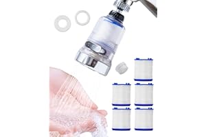 NETONDA Filtre à Eau Robinet Rotatif à 360° Filtre à Eau du Robinet Anti-éclaboussures avec 6 Filtre Interchangeable Robinet Buse de Cuisine Tête Filtre Économiseur d'Eau pour Cuisine Salle de Bain