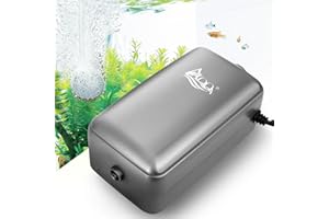 AQQA Oxigenador Acuario, ≤ 35dB Ultra Silencioso Bomba de Aire Acuario con Todos los Accesorios para Acuarios hasta 20-380L (3W)