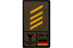 ‎CAFÉ VIERECK Café Viereck ® Stabsgefreiter Marine Bundeswehr Rank Patch mit Dienstgrad - Gestickt mit Klett – 9,8 cm x 5,6 cm – Oliv – Linke Seite