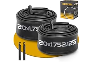 GESINIKAD 2 Pack 20 Inch Bike Tube AV32mm Schrader Valve, Bicycle Tube with 2 Tire Levers Fit 20 x 1.75/1.9/1.95/2.0/2.1/2.125 for Kids/Mountain/MTB Bike