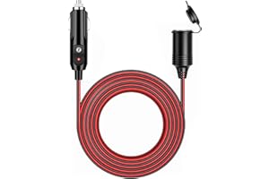 Linkstyle Cigarette Lighter Extension Cord, 20A Fuse, 13FT/4M 16AWG, LED Indicator & Waterproof Cover for 12V/24V RV Car Boat