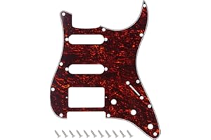 Banworks 4 plis Strat HSS Pickguard 11 trous pour guitare électrique Pickguard SSH Scratch Plate pour USA/Mexique Modern Style Standard Stratocaster ST JT/HB-02 Écaille de tortue rouge