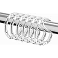 Kutesna 12 PCS Clear Plastic Shower Curtain Rings, Easy Snap Closure Shower Curtain Hooks