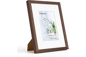 FEIHORRM 8x10 Photo Frame, Solid Oak Wood 8x10 inch Walnut Photo Frame for Home & Wall Decor, 8x10 Picture Frame with Mount for 5x7 Inch with Tempered Real Glass, Tabletop & Wall Mounting Display