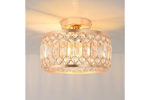 ‎ANWIO ANWIO LED Kristall Deckenleuchte Gold Φ27CM Wohnzimmerlampe Kronleuchter Kristall, Deckenlampe Schlafzimmer Modern Flurlampe E27 Küchen Kronleuchter Korridor Balkon Foyer Treppe