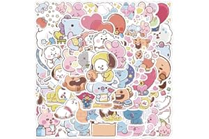 HUAYAO BTS Stickers - 61 pegatinas de vinilo resistentes al agua, estilo vintage, ideales para portátiles, ordenadores, coches, monopatines, botellas, estuches, guitarras, equipaje, motos, diseño de dibujos