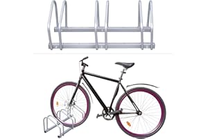 Herrselsam Fahrradständer für 3 Fahrräder, Boden und Wandmontage, Aufstellständer Fahrrad Ständer, 35-55mm Reifenbreite, für Garage und Garten, Silber