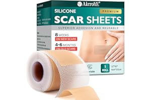 AIRROYE Silicone Scar Sheets,Silicone Scar Tape(1.6"x 60" Roll-1.5M), Reusable and Effective Scar Removal Sheets, Silicone Scar Removal Sheets for Surgical Scars,Healing Keloid, C-Section, Tummy Tuck
