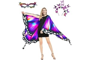 plainshe Butterfly Wings Double-Sided, Fairy Wings for Adults, Halloween Costumes for Women, 3PCS Butterfly Cape Set